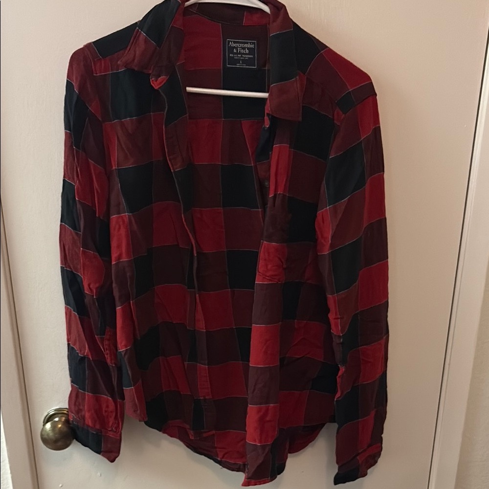 Abercrombie & Fitch Red and Black Plaid Shirt
